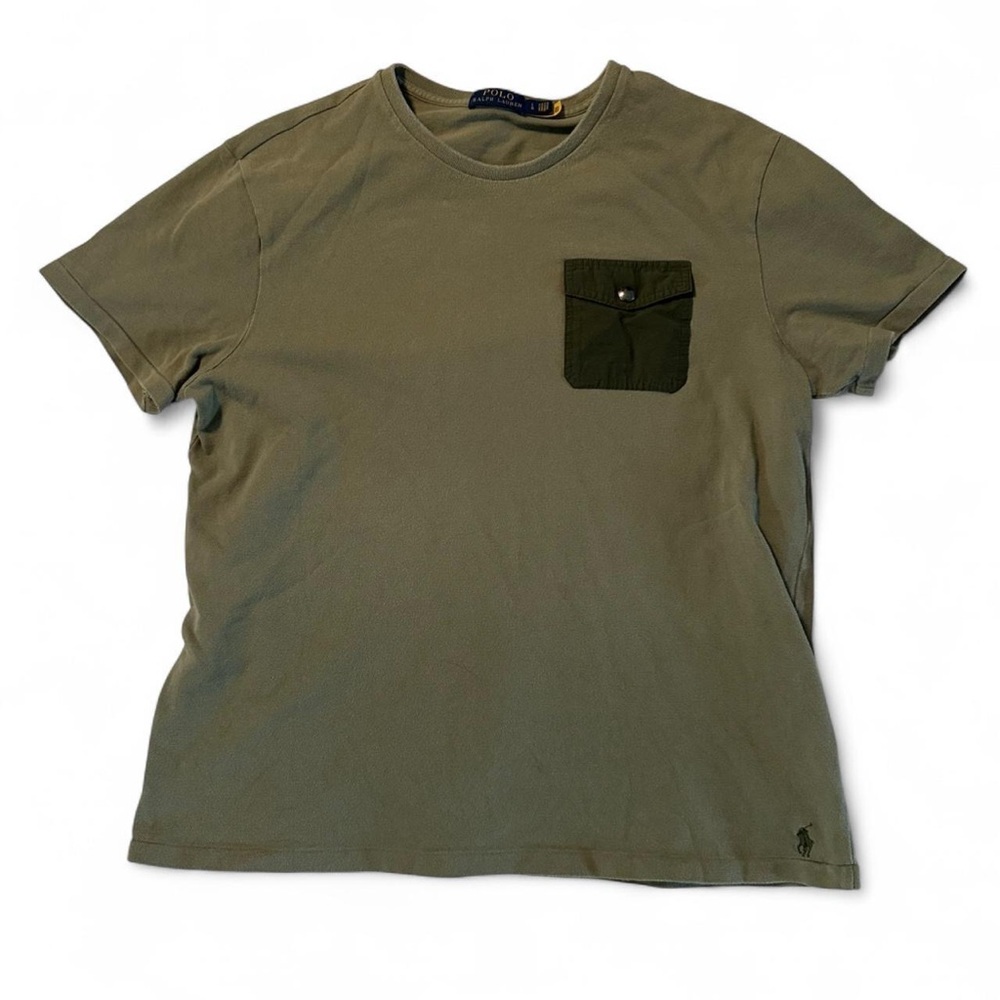 Polo Ralph Lauren Men’s Olive Green Jersey Mesh Pocket T-Shirt Size Large